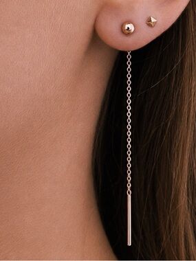 Real 18k Rose Gold Threader Drop Earrings | Fine Jewelry Stylist Curated Luxury